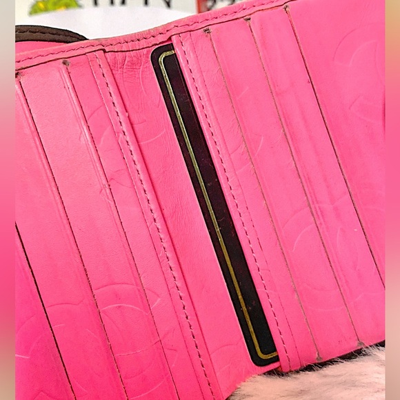 Chanel Cambon Line Bifold Wallet Black Pink CC Matelasse Leather - Picture 12 of 17